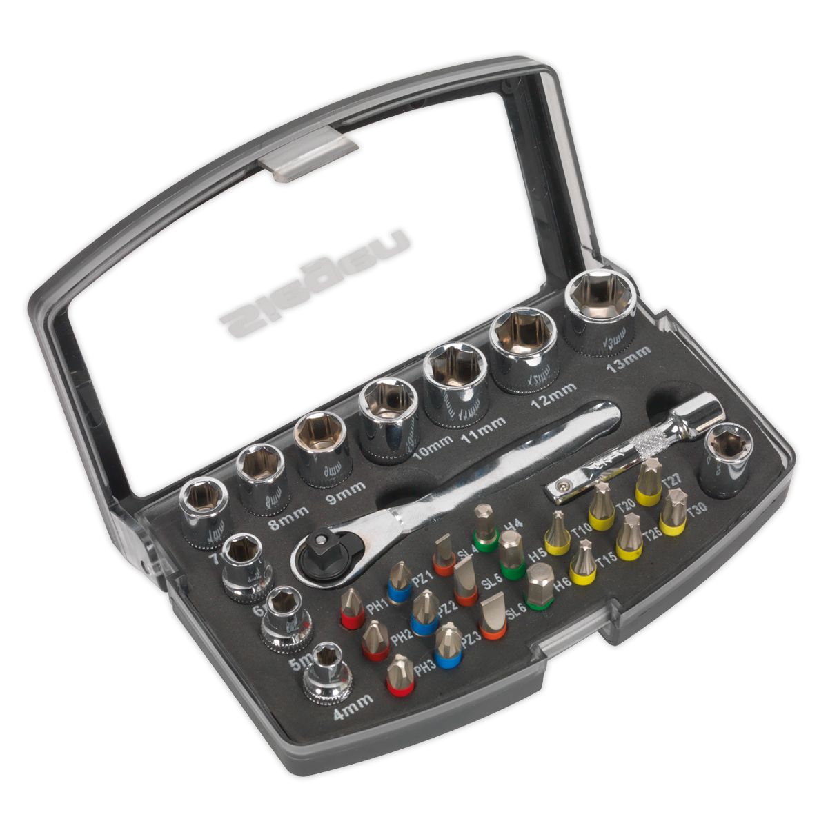 Sealey S01036 31pc 1/4"Sq Drive Socket & Colour-Coded Bit Set
