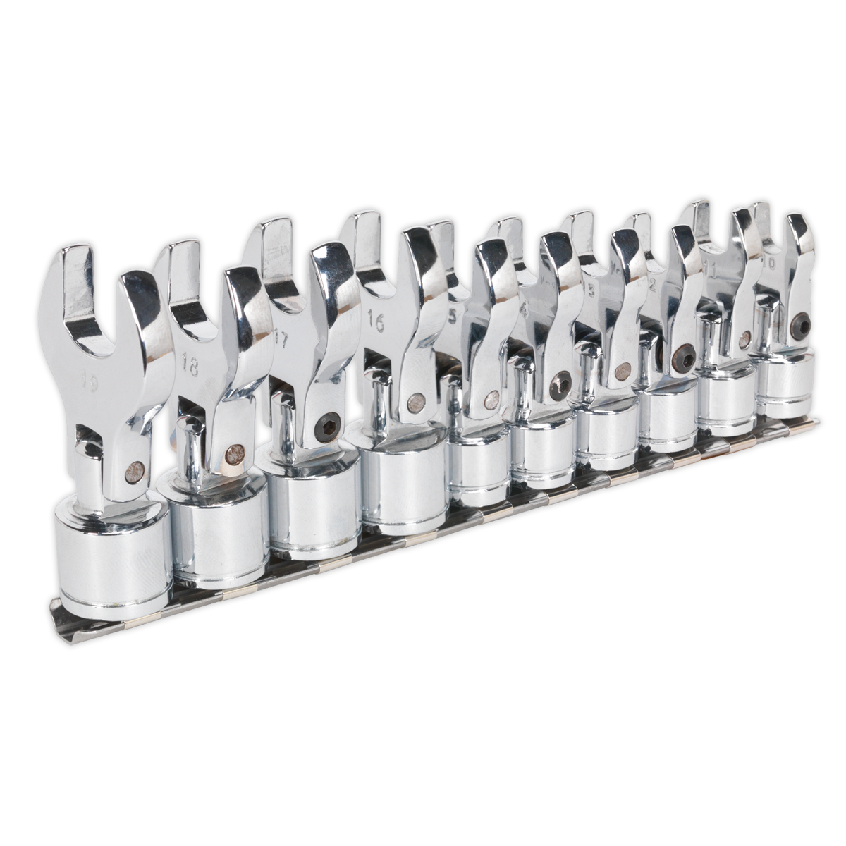 Sealey S01043 10pc 3/8"Sq Drive Flexible Crow's Foot Spanner Set