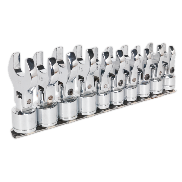 Sealey S01043 10pc 3/8"Sq Drive Flexible Crow's Foot Spanner Set