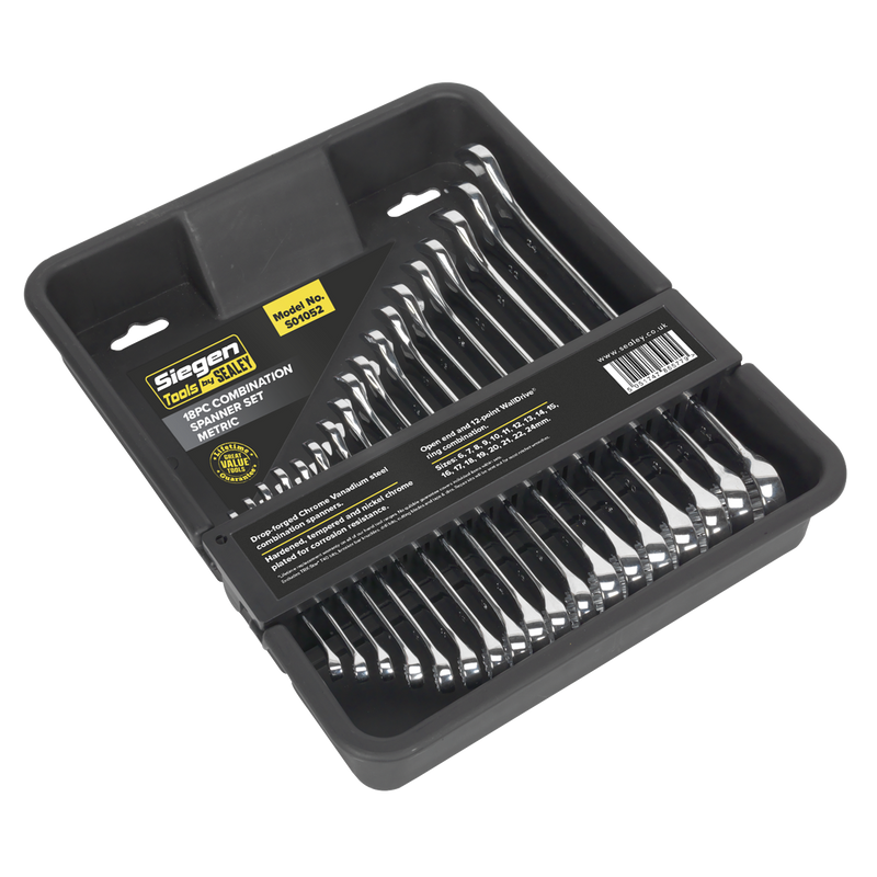 Sealey S01052 18pc Combination Spanner Set