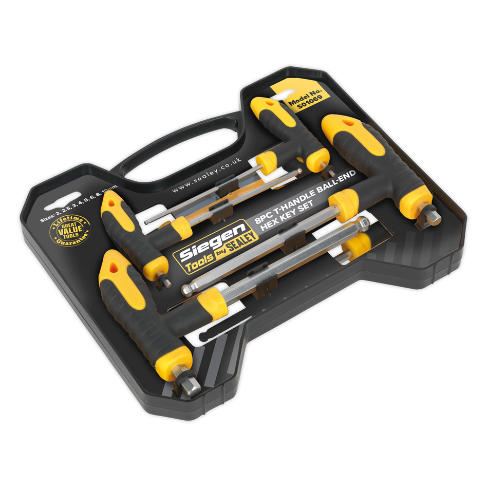 Sealey S01069 8pc T-Handle Ball-End Hex Key Set
