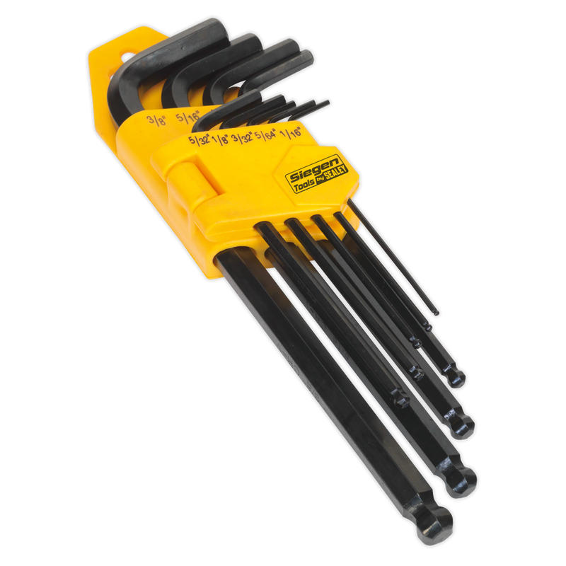 Sealey S01098 9pc Long Ball-End Hex Key Set - Imperial