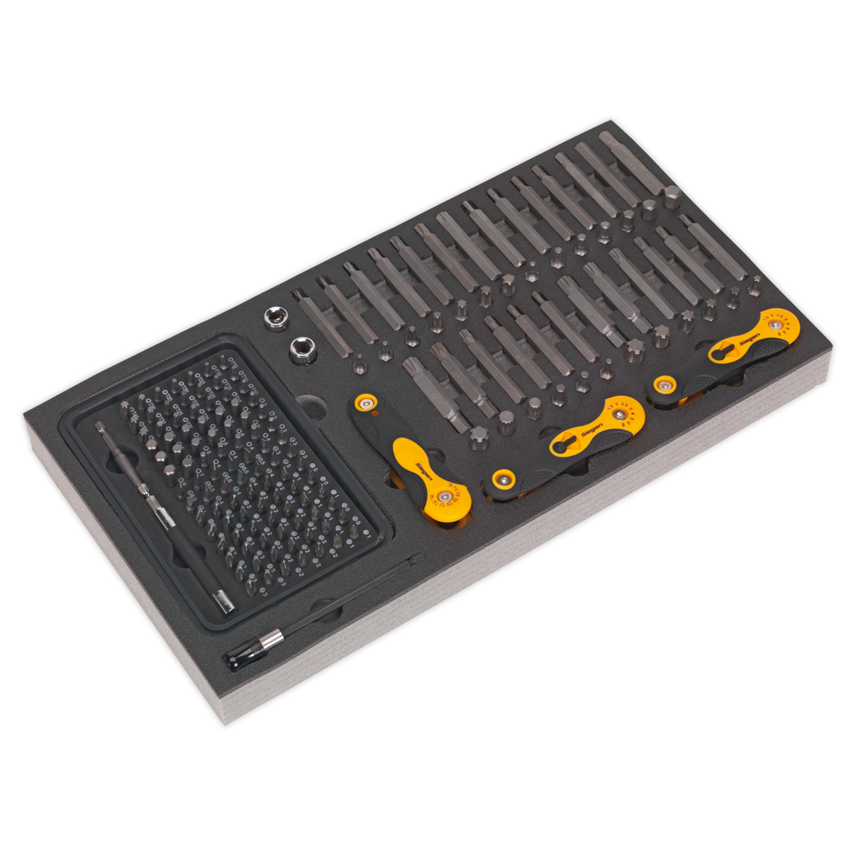Sealey S01126 192pc Specialised Bit Set & Folding Hex Keys with Tool Tray