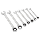 Sealey S01142 7pc Combination Ratchet Spanner Set