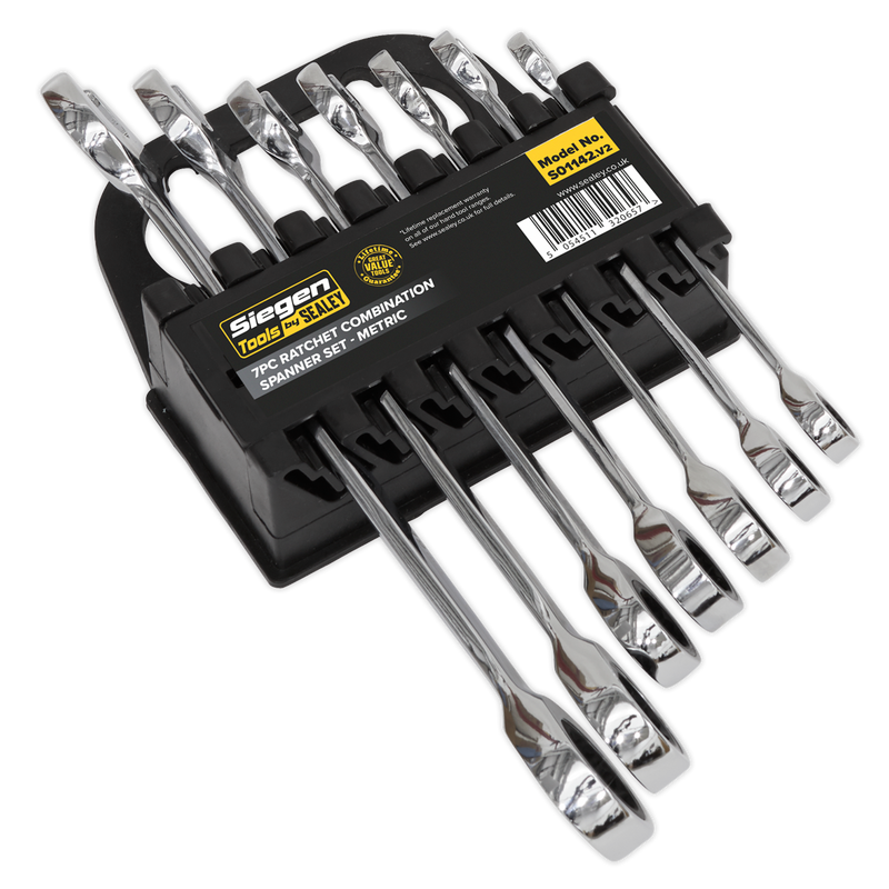 Sealey S01142 7pc Combination Ratchet Spanner Set