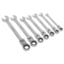 Sealey S01143 7pc Flexi-Head Combination Ratchet Spanner Set
