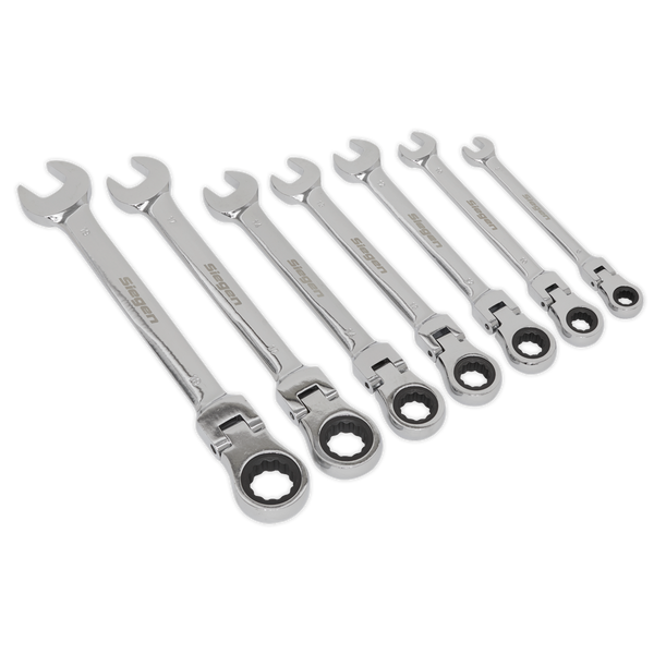 Sealey S01143 7pc Flexi-Head Combination Ratchet Spanner Set
