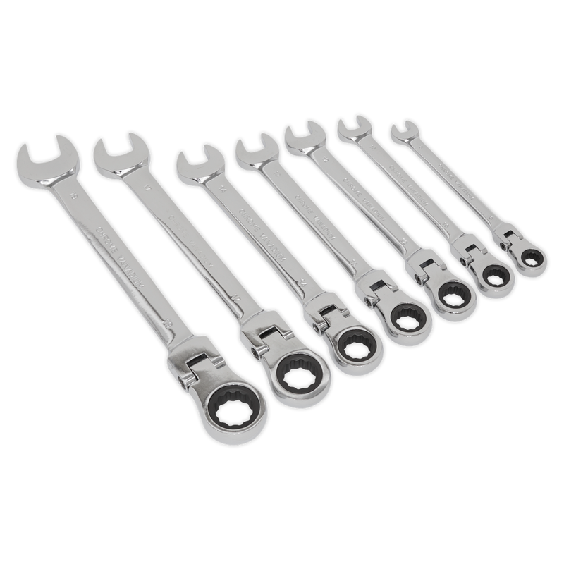 Sealey S01143 7pc Flexi-Head Combination Ratchet Spanner Set