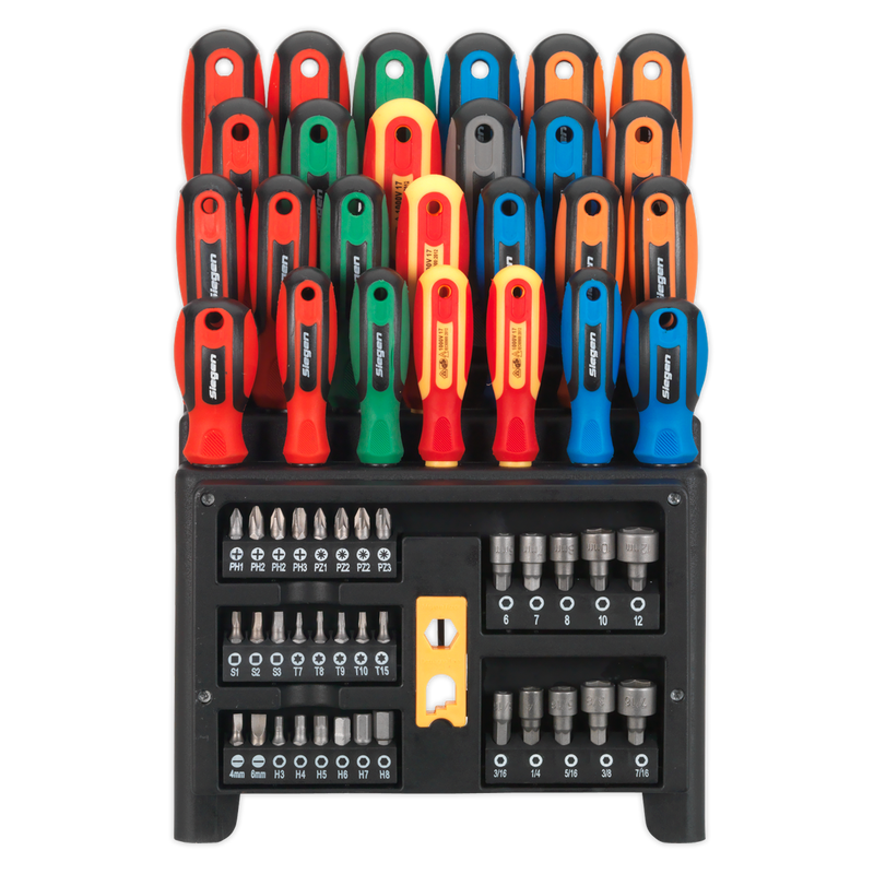 Sealey S01152 61pc Screwdriver, Bit & Nut Driver Set