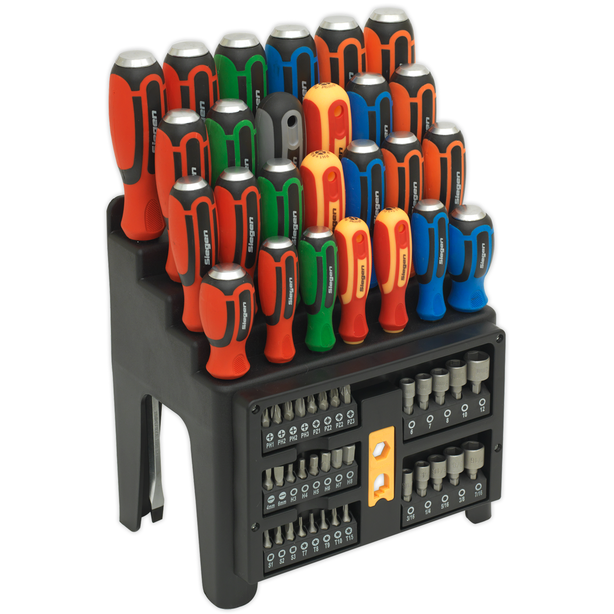 Sealey S01153 61pc Hammer-Thru Screwdriver, Bit & Nut Driver Set