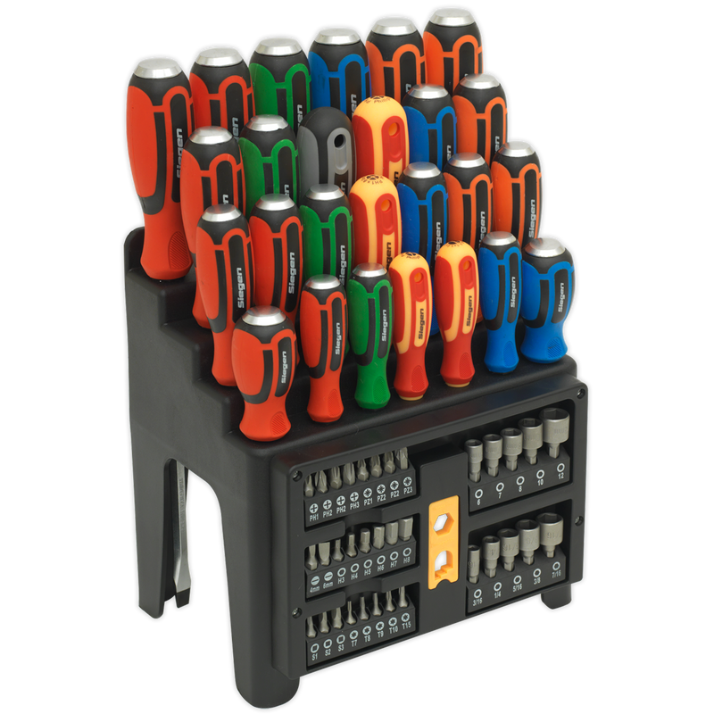 Sealey S01153 61pc Hammer-Thru Screwdriver, Bit & Nut Driver Set