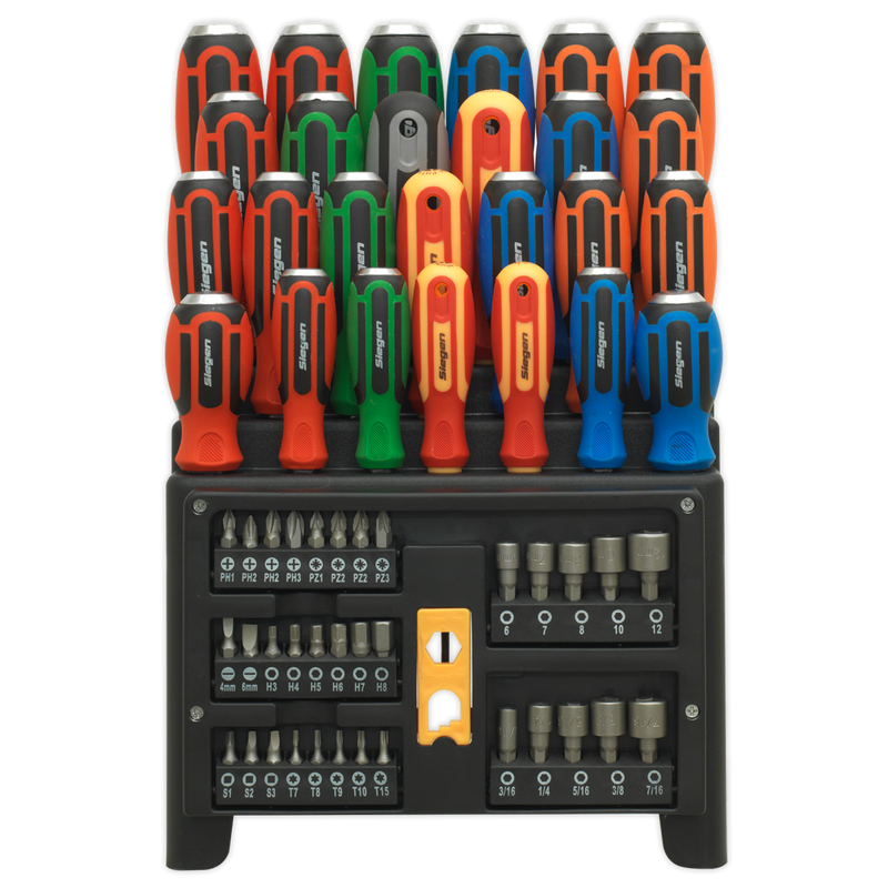 Sealey S01153 61pc Hammer-Thru Screwdriver, Bit & Nut Driver Set