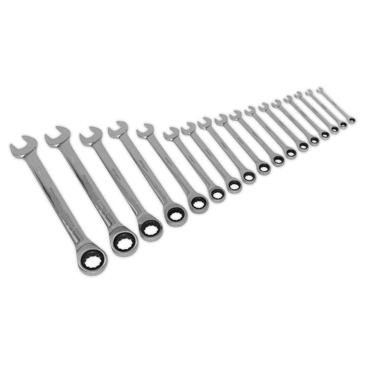 Sealey S01156 17pc Combination Ratchet Spanner Set