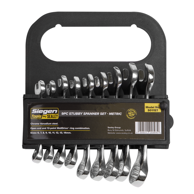 Sealey S01157 9pc Stubby Combination Spanner Set