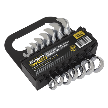 Sealey S01190 7pc Stubby Combination Spanner Set - Imperial
