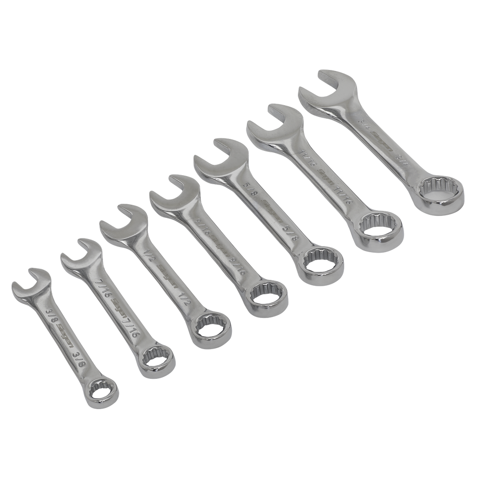 Sealey S01190 7pc Stubby Combination Spanner Set - Imperial