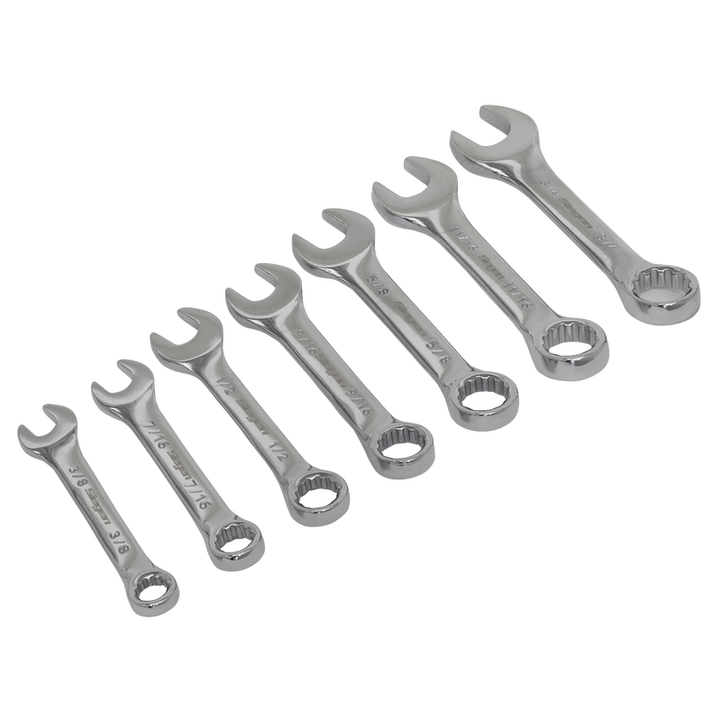 Sealey S01190 7pc Stubby Combination Spanner Set - Imperial