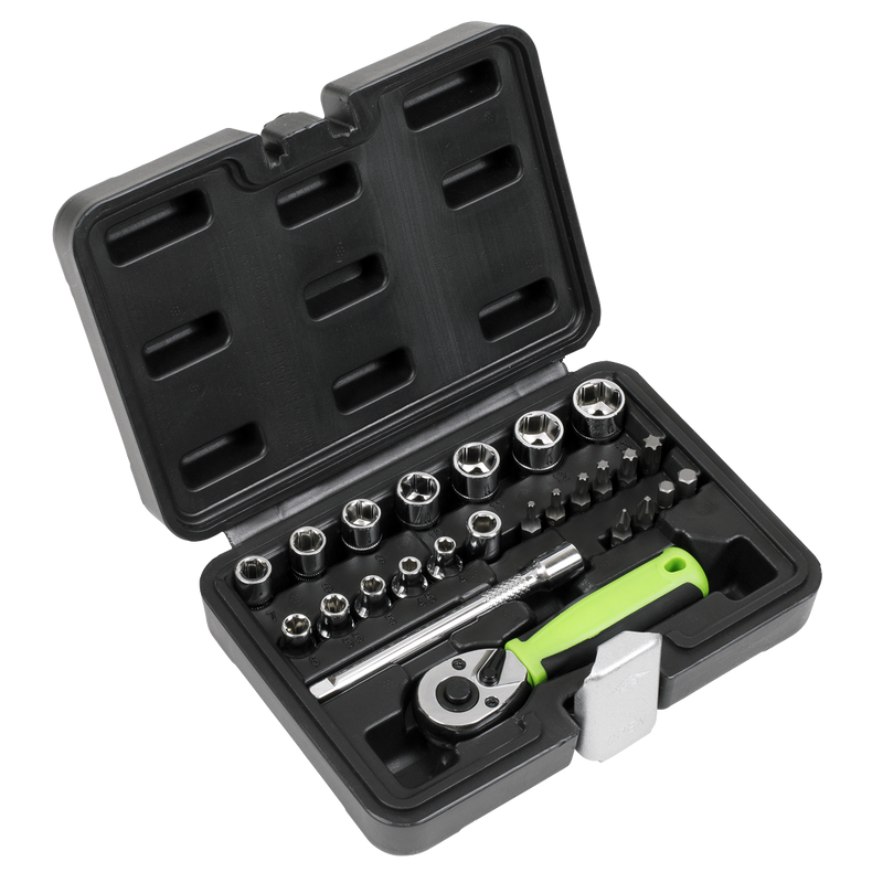 Sealey S01233 Socket Set 25pc 1/4"Sq Drive - Metric