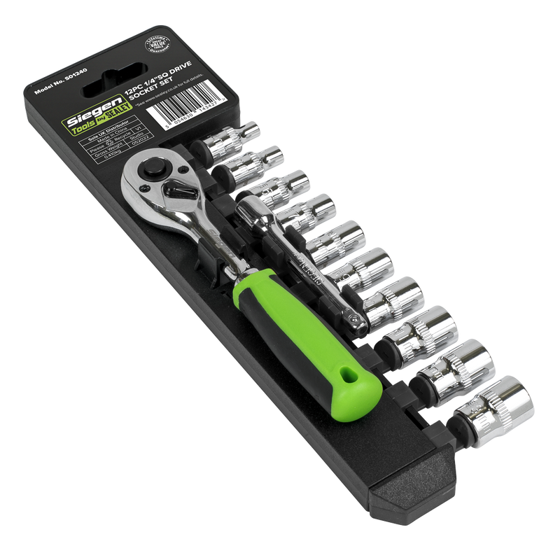 Sealey S01240 Socket Set 12pc 1/4"Sq Drive WallDrive Metric