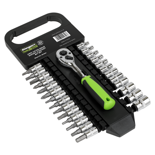 Sealey S01241 Socket & Socket Bit Set 27pc 1/4"Sq Drive WallDrive Metric