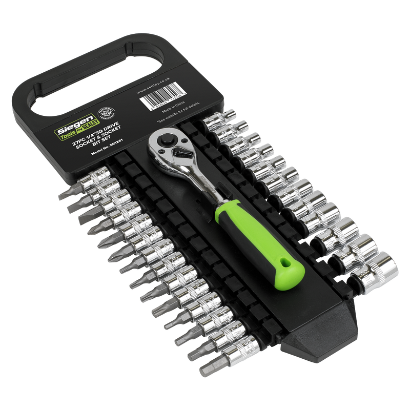 Sealey S01241 Socket & Socket Bit Set 27pc 1/4"Sq Drive WallDrive Metric
