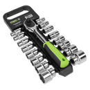 Sealey S01245 Socket Set 17pc 1/2"Sq Drive 6pt WallDrive Metric