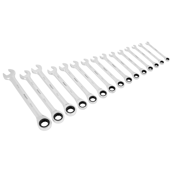 Sealey S01247 Combination Ratchet Spanner Set 15pc Metric