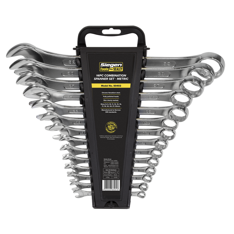 Sealey S0402 14pc Combination Spanner Set