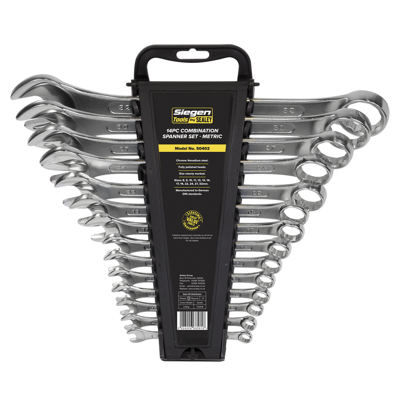 Sealey S0402 14pc Combination Spanner Set