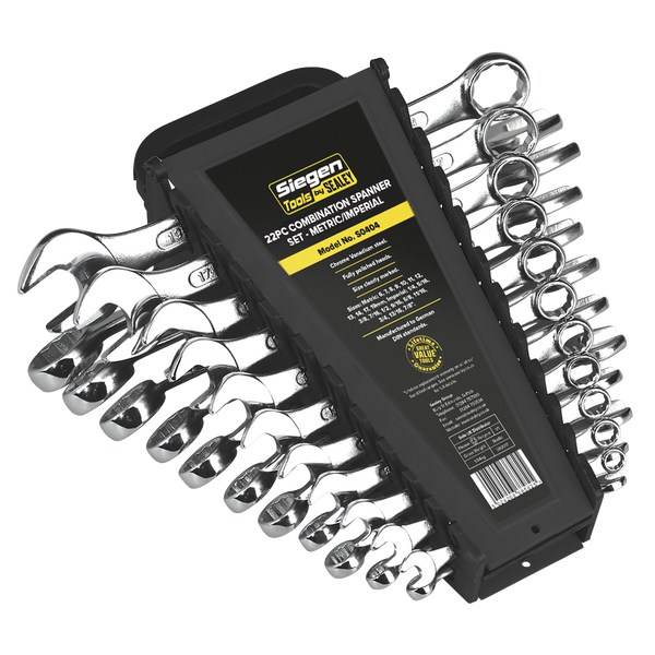 Sealey S0404 22pc Combination Spanner Set - Metric/Imperial