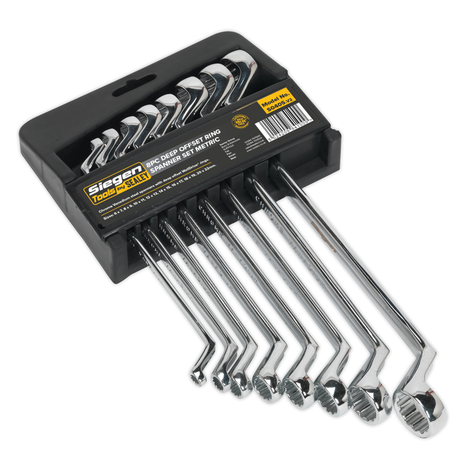 Sealey S0405 8pc Deep Offset Ring Spanner Set