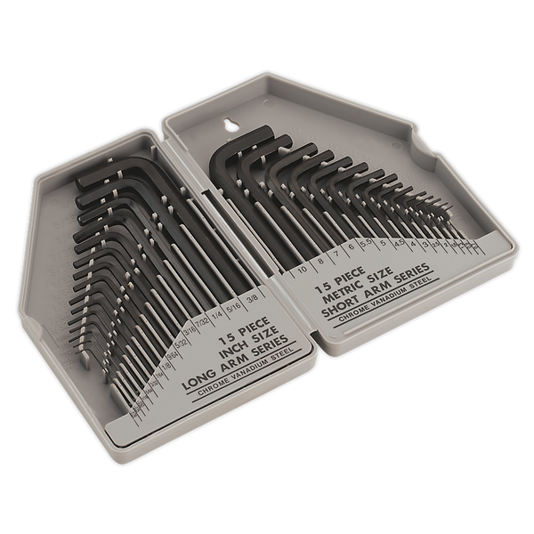 Sealey S0484 30pc Long/Short-Arm Hex Key Set - Metric/Imperial