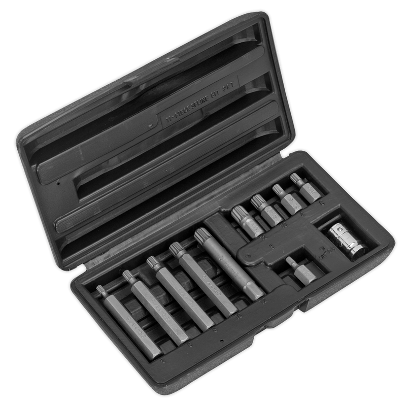 Sealey S0534 11pc 3/8"Sq Drive Spline Bit & Holder Set
