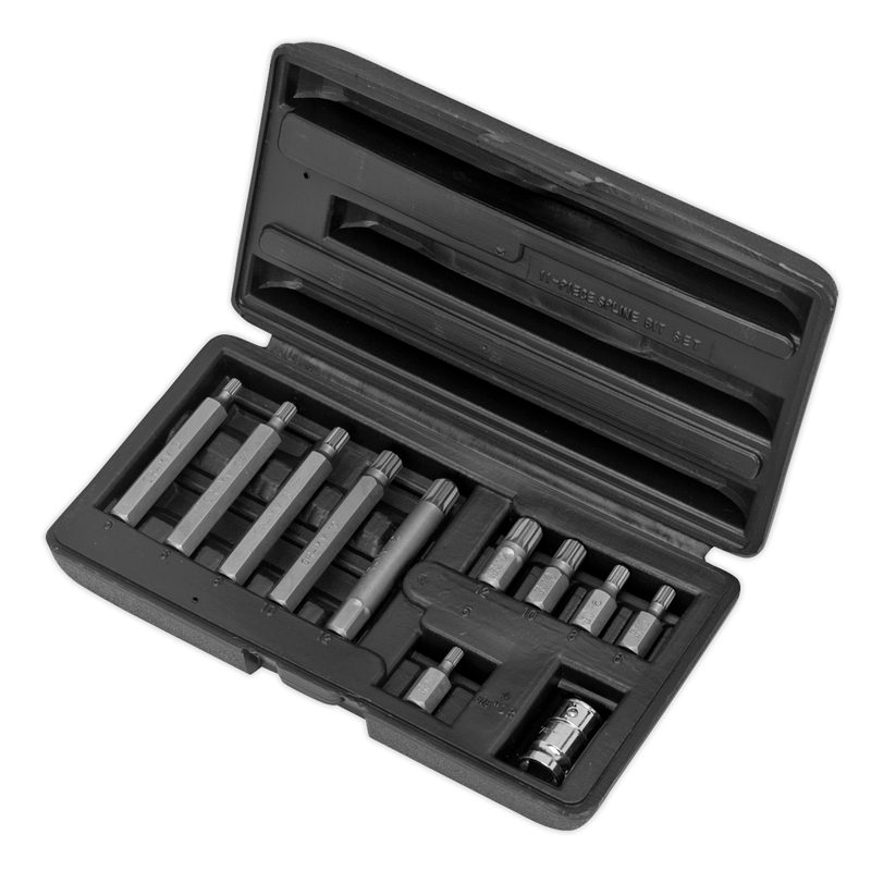 Sealey S0534 11pc 3/8"Sq Drive Spline Bit & Holder Set