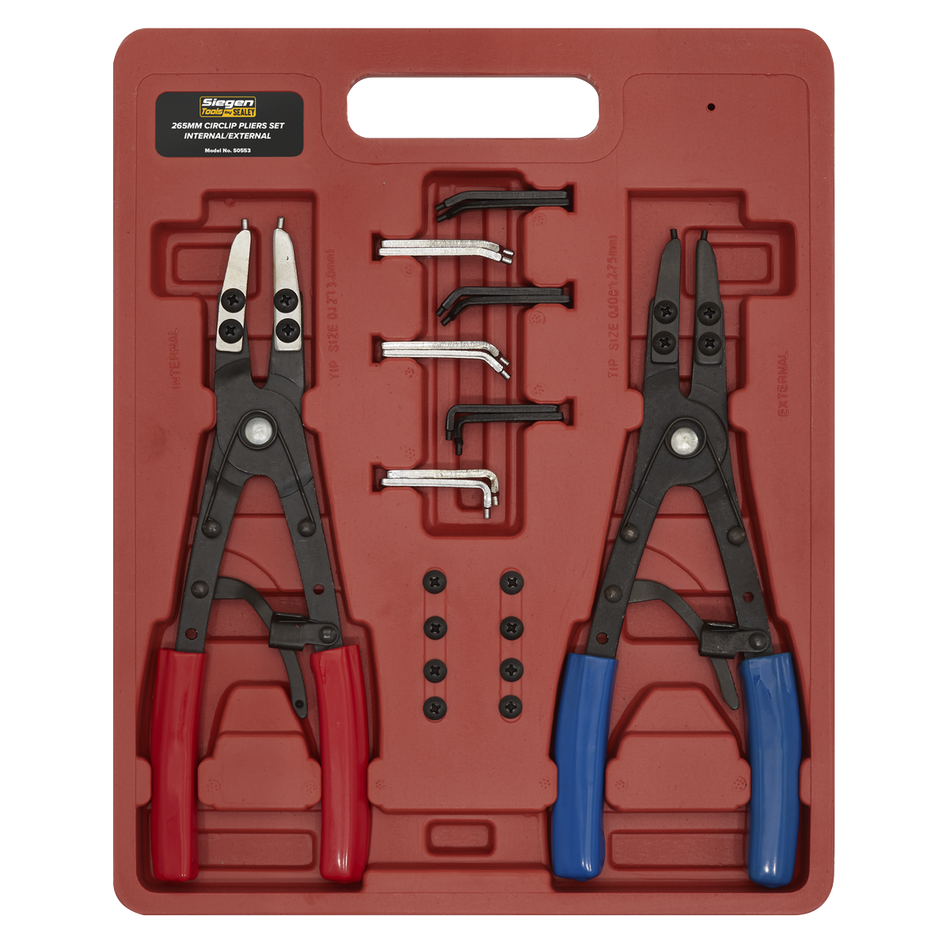 Sealey S0553 265mm Internal/External Circlip Pliers Set