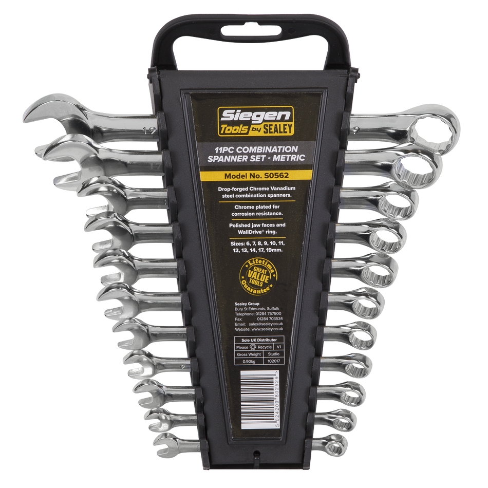 Sealey S0562 11pc Combination Spanner Set