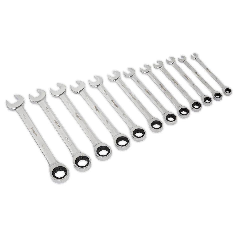 Sealey S0634 12pc Combination Ratchet Spanner Set