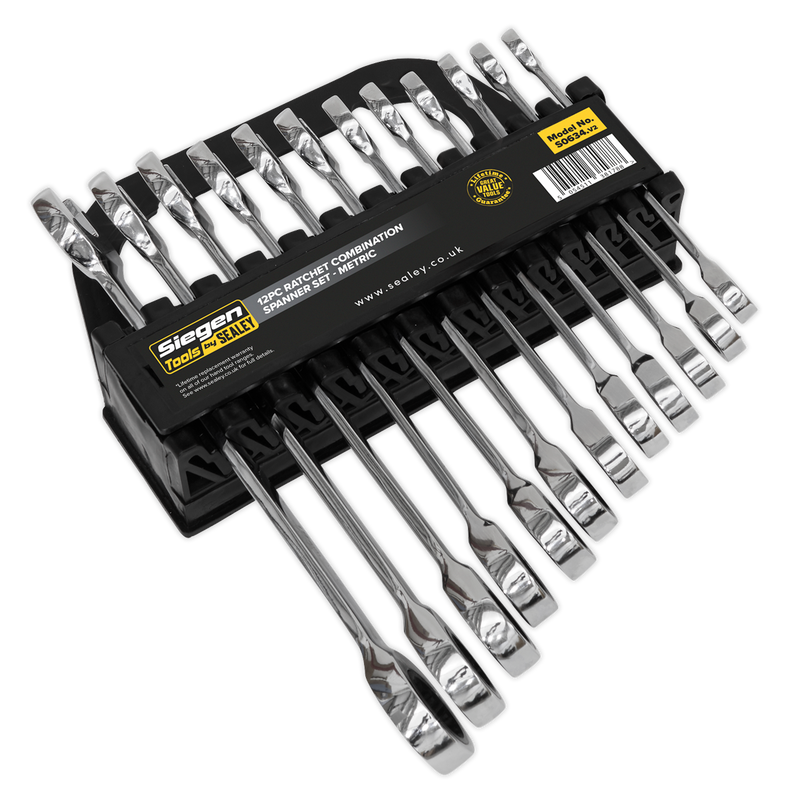 Sealey S0634 12pc Combination Ratchet Spanner Set
