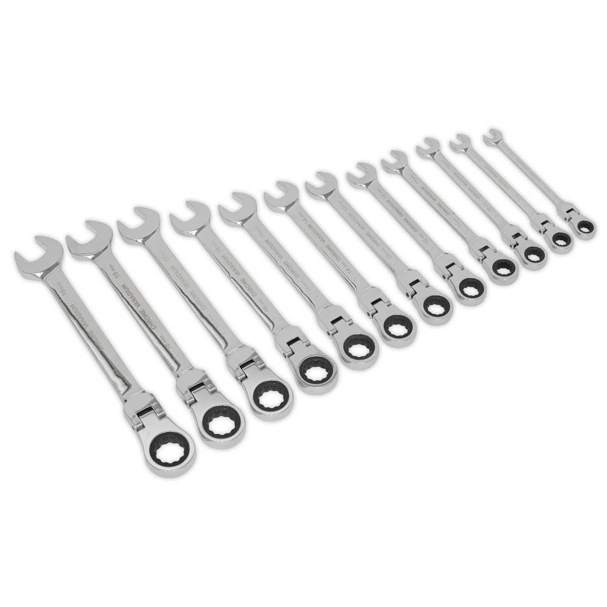 Sealey S0635 12pc Flexi-Head Combination Ratchet Spanner Set