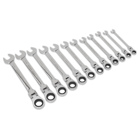 Sealey S0635 12pc Flexi-Head Combination Ratchet Spanner Set