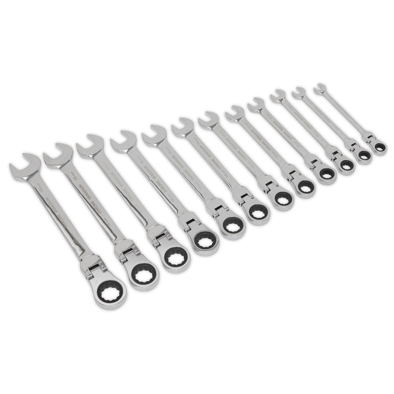 Sealey S0635 12pc Flexi-Head Combination Ratchet Spanner Set