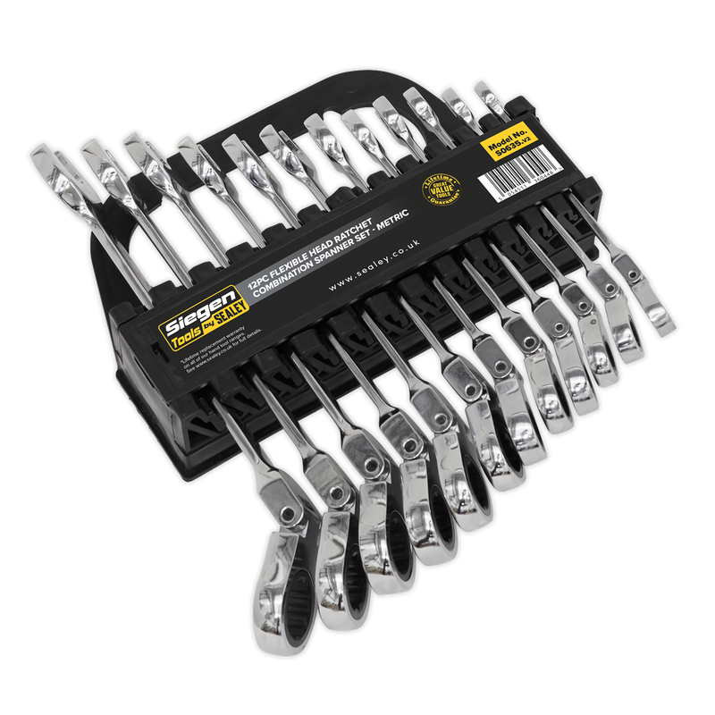 Sealey S0635 12pc Flexi-Head Combination Ratchet Spanner Set