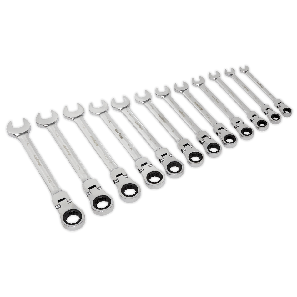 Sealey S0635 12pc Flexi-Head Combination Ratchet Spanner Set