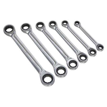 Sealey S0636 6pc Double End Ratchet Ring Spanner Set