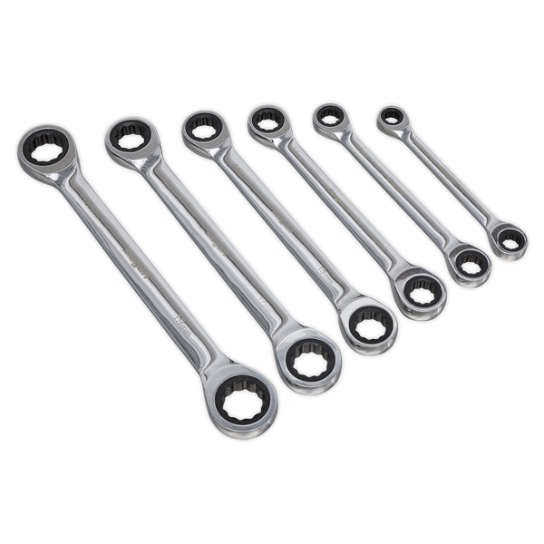 Sealey S0636 6pc Double End Ratchet Ring Spanner Set