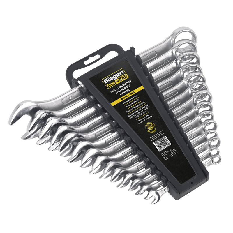 Sealey S0714 14pc Combination Spanner Set - Imperial