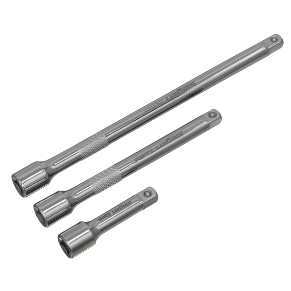 Sealey S0718 3pc 1/4"Sq Drive Extension Bar Set