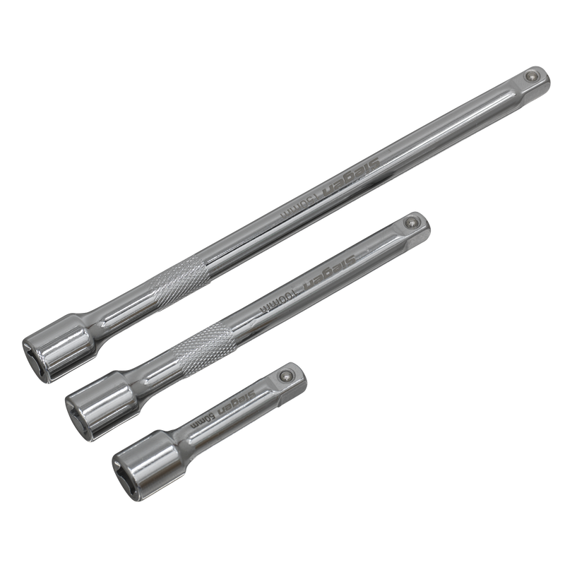 Sealey S0718 3pc 1/4"Sq Drive Extension Bar Set