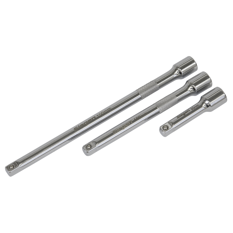 Sealey S0718 3pc 1/4"Sq Drive Extension Bar Set