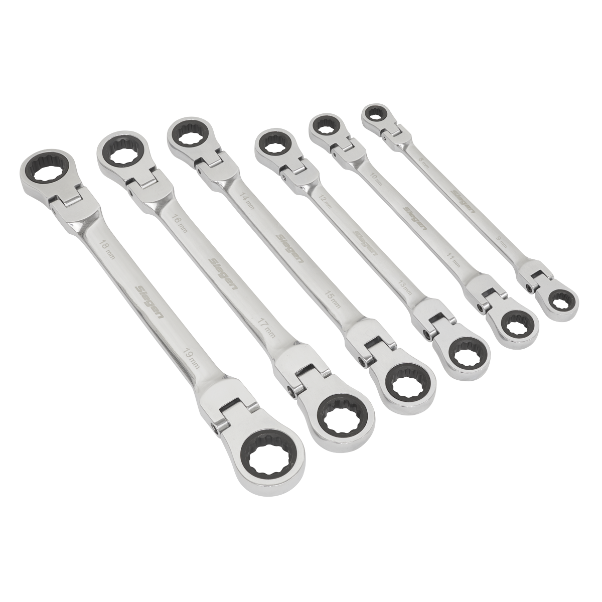 Sealey S0806 6pc Flexi-Head Double End Ratchet Ring Spanner Set